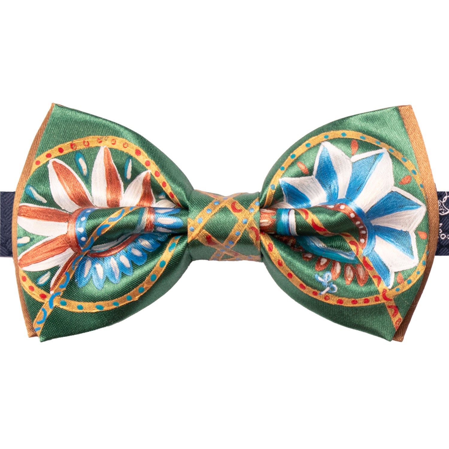 Papillon Siciliano Sartoriale Verde Dipinto a Mano by Giovanna Perricone PS249 Made in Italy Graffeo Cravatte