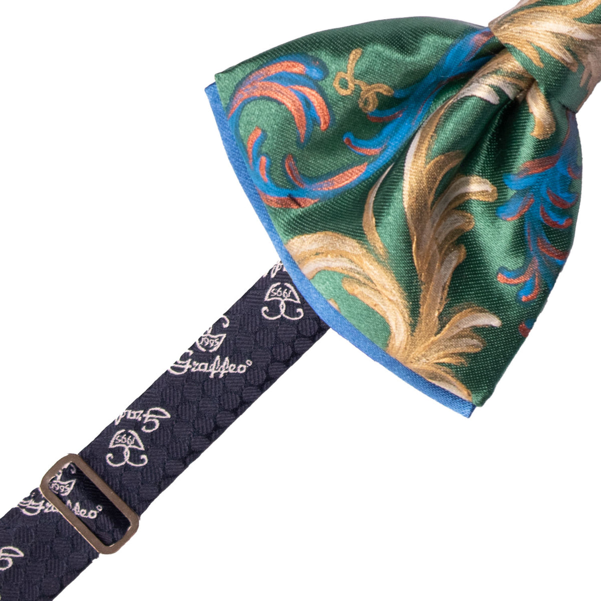 Papillon Siciliano Sartoriale Verde Dipinto a Mano by Giovanna Perricone PS320 Made in Italy Graffeo Cravatte Pre-Tied