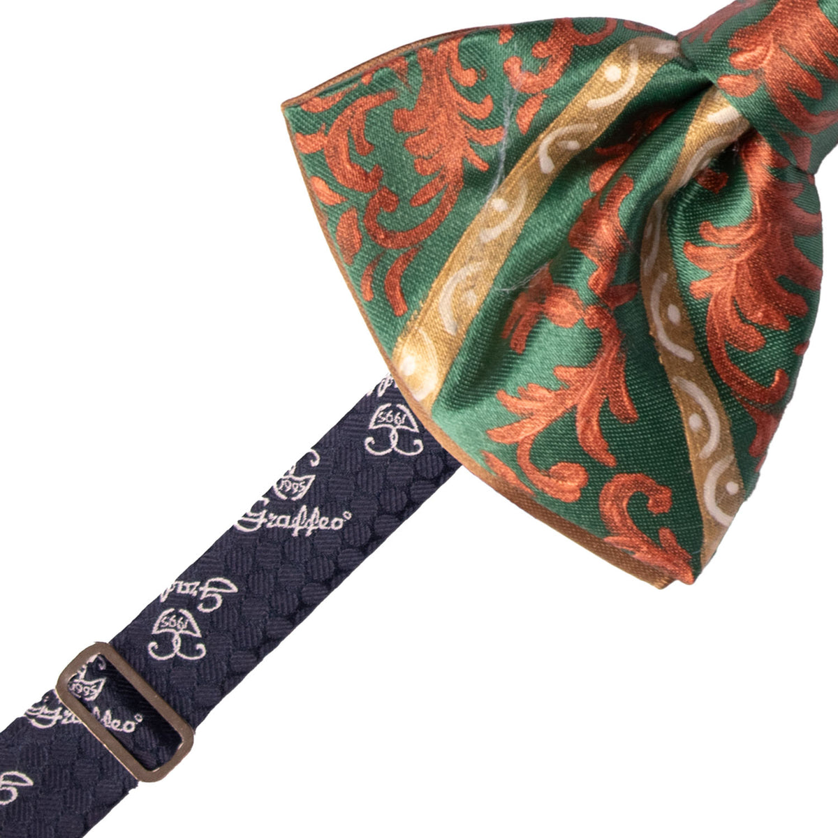 Papillon Siciliano Sartoriale Verde Dipinto a Mano by Giovanna Perricone PS326 Made in Italy Graffeo Cravatte Pre-Tied