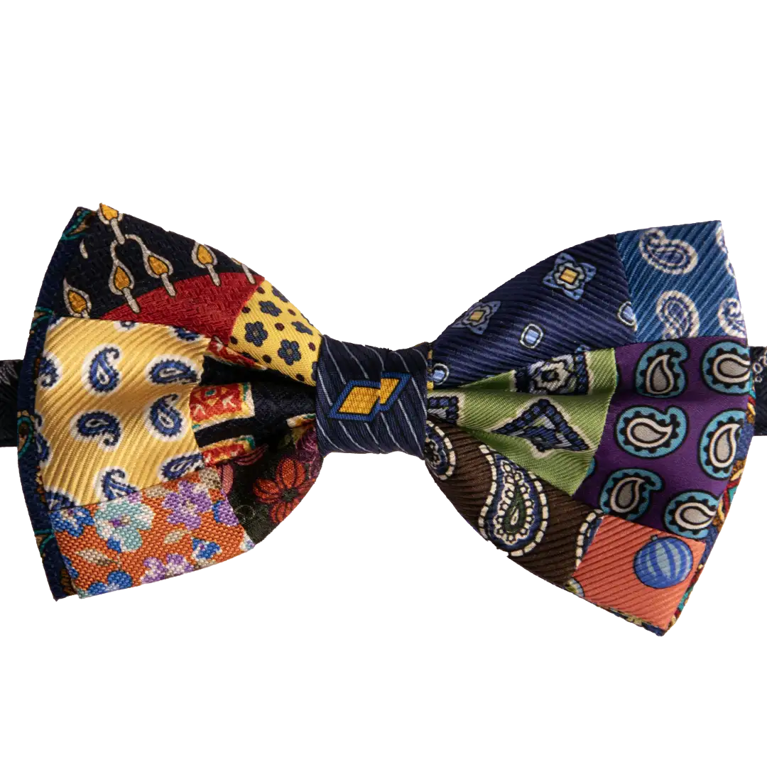 Papillon Uomo Patchwork Stampa di Seta Fantasia Multicolor Made in Italy Graffeo Cravatte