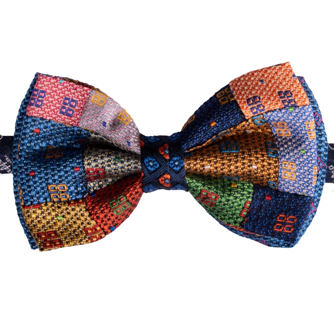Papillon Uomo Patchwork di Seta Fantasia Multicolor Made in italy Graffeo Cravatte