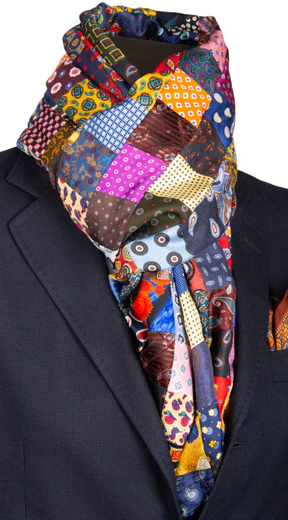 Sciarpa Micro Mosaico Patchwork di Seta Fantasia Multicolor Made in Italy Graffeo Cravatte