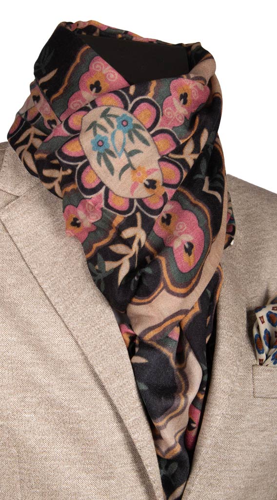 Sciarpa Pashmina di Cashmere Beige Fantasia Multicolor Made in italy Graffeo Cravatte