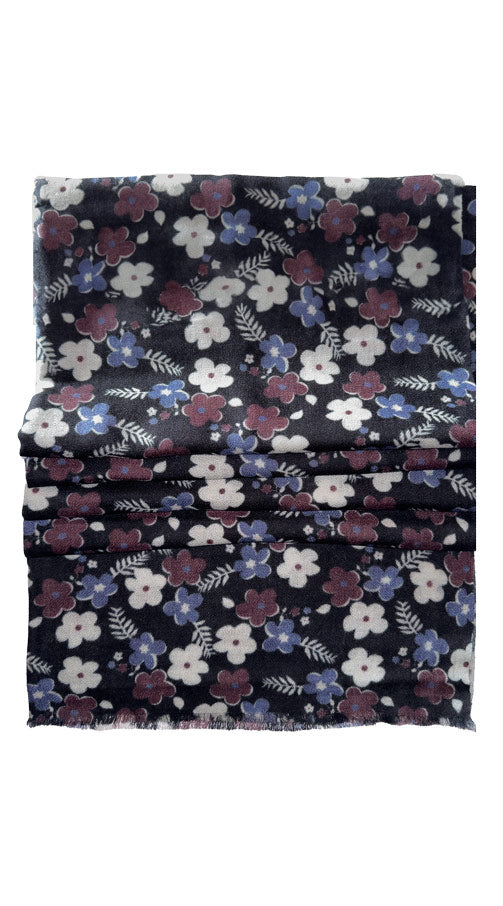 Sciarpa Pashmina di Cashmere Color Vinaccia a Fiori Multicolor Made in italy Graffeo Cravatte Intera