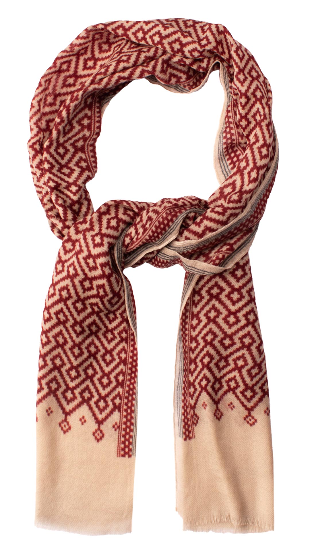 Sciarpa Pashmina di Lana Color Corda Fantasia Rosso Bordeaux Grigia SC82 Made in Italy Graffeo Cravatte Anello