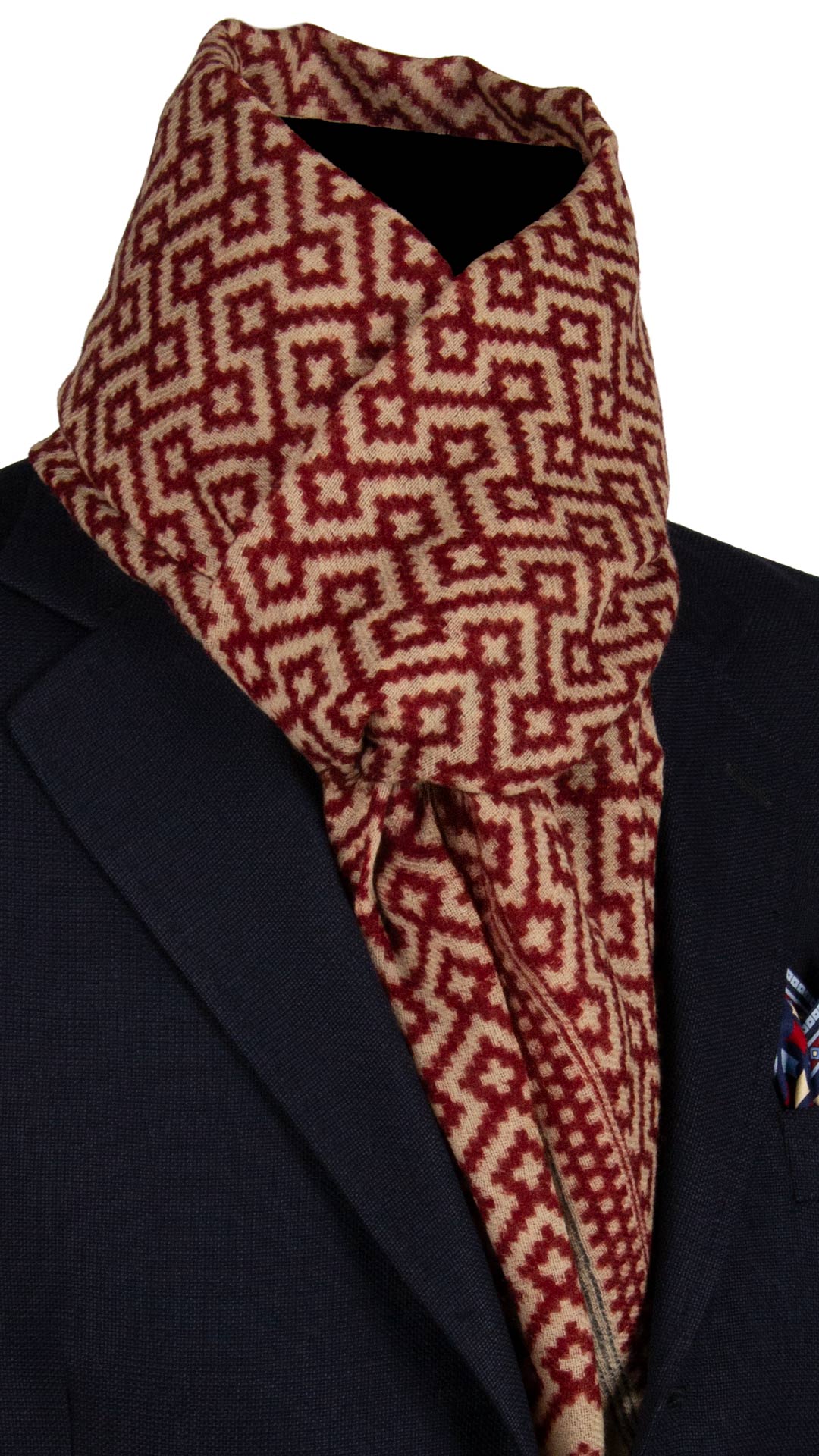 Sciarpa Pashmina di Lana Color Corda Fantasia Rosso Bordeaux Grigia SC82 Made in Italy Graffeo Cravatte