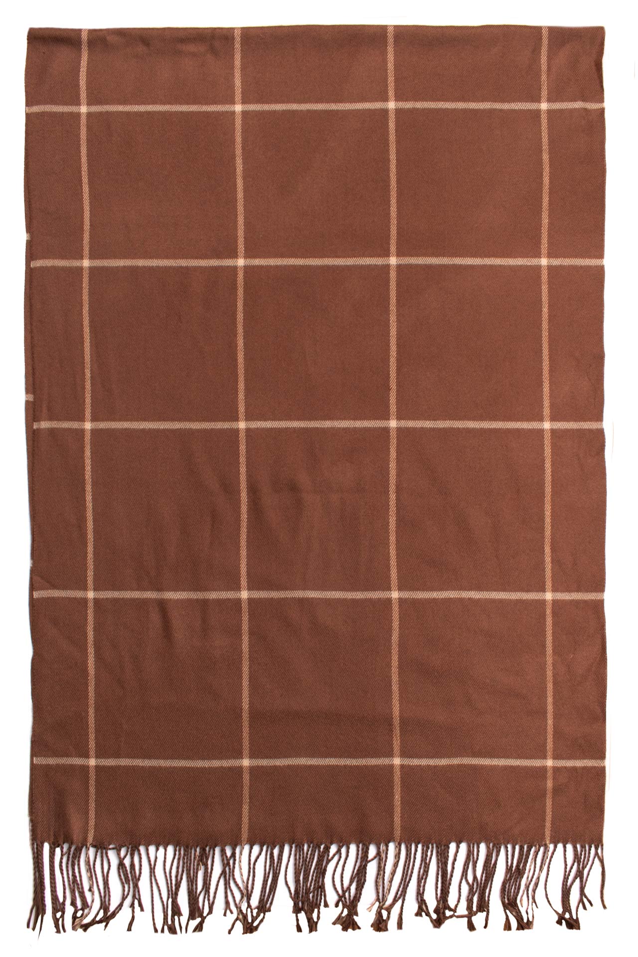 Sciarpa Pashmina di Lana Marrone a Quadri Beige SC86 Made in Italy Graffeo Cravatte Intera