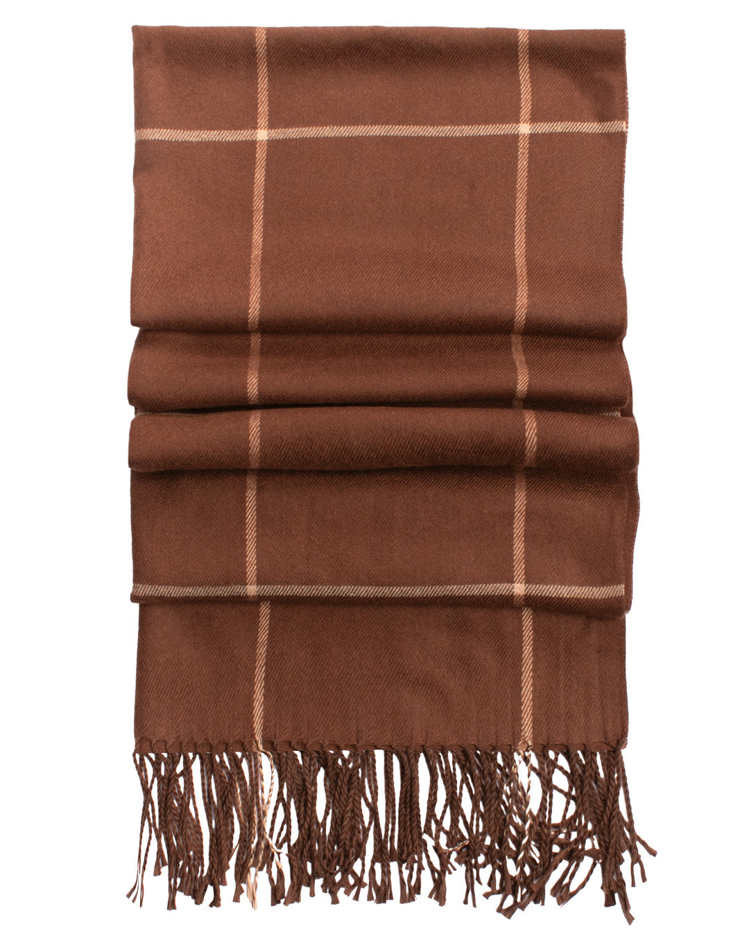 Sciarpa Pashmina di Lana Marrone a Quadri Beige SC86 Made in Italy Graffeo Cravatte Tessuto