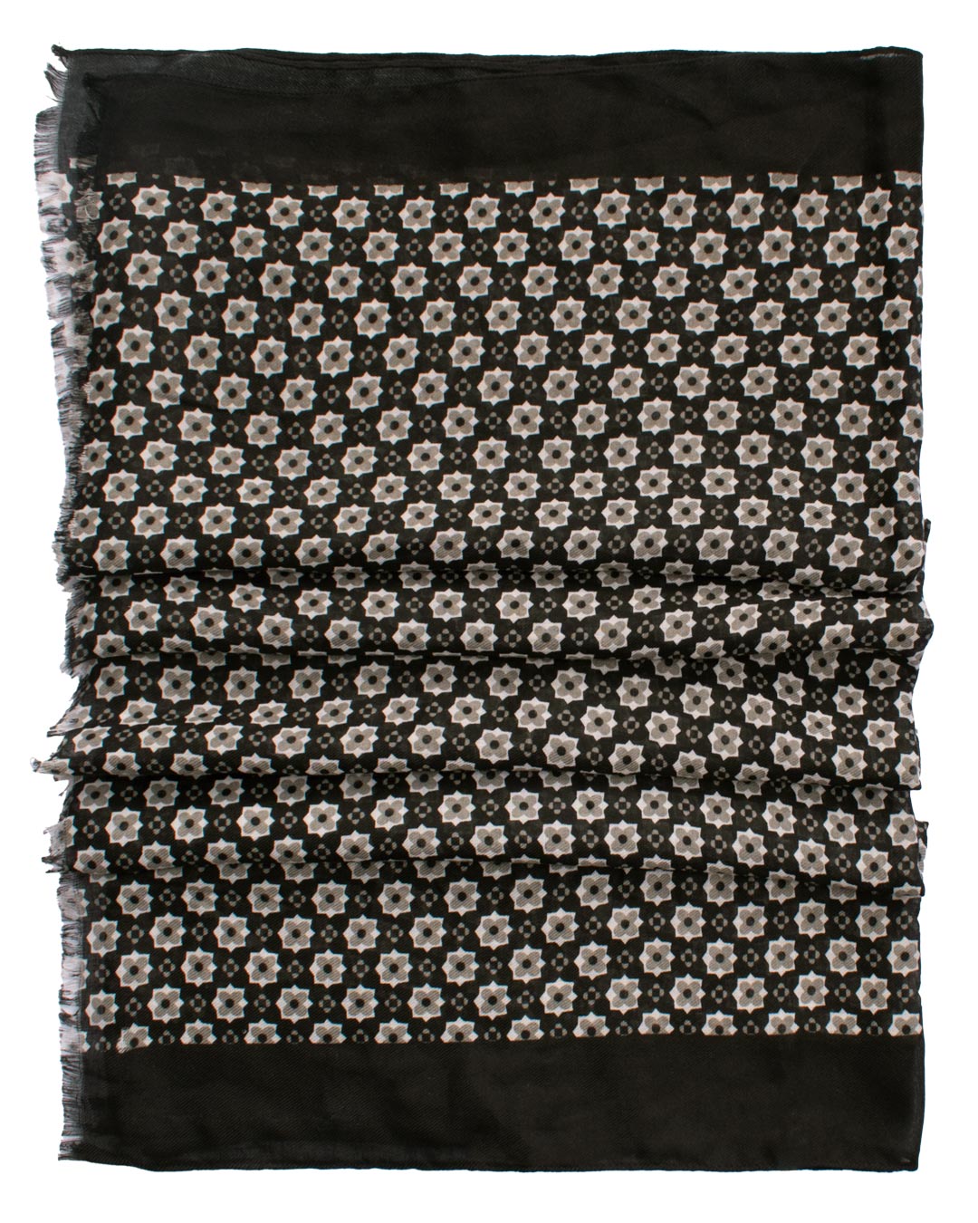 Sciarpa Pashmina di Lana Nera Fantasia Grigio Tortora SC79 Made in Italy Graffeo Cravatte Dettaglio