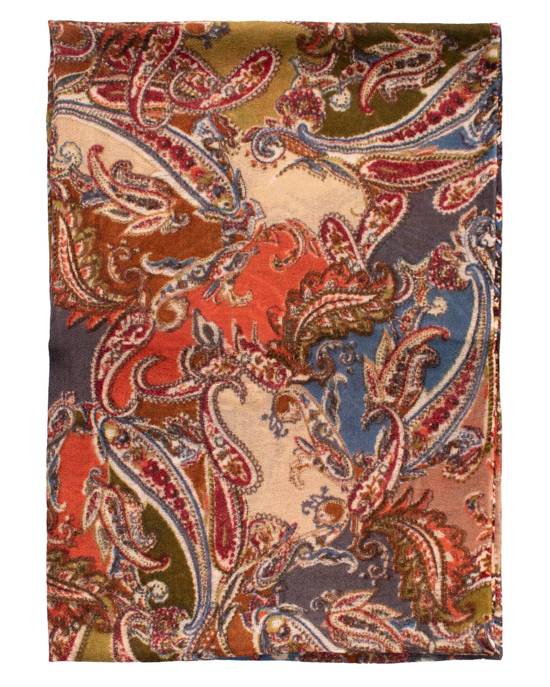 Sciarpa Pashmina di Lana Verde Pistacchio Paisley Multicolor SC75 Made in Italy Graffeo Cravatte Intera