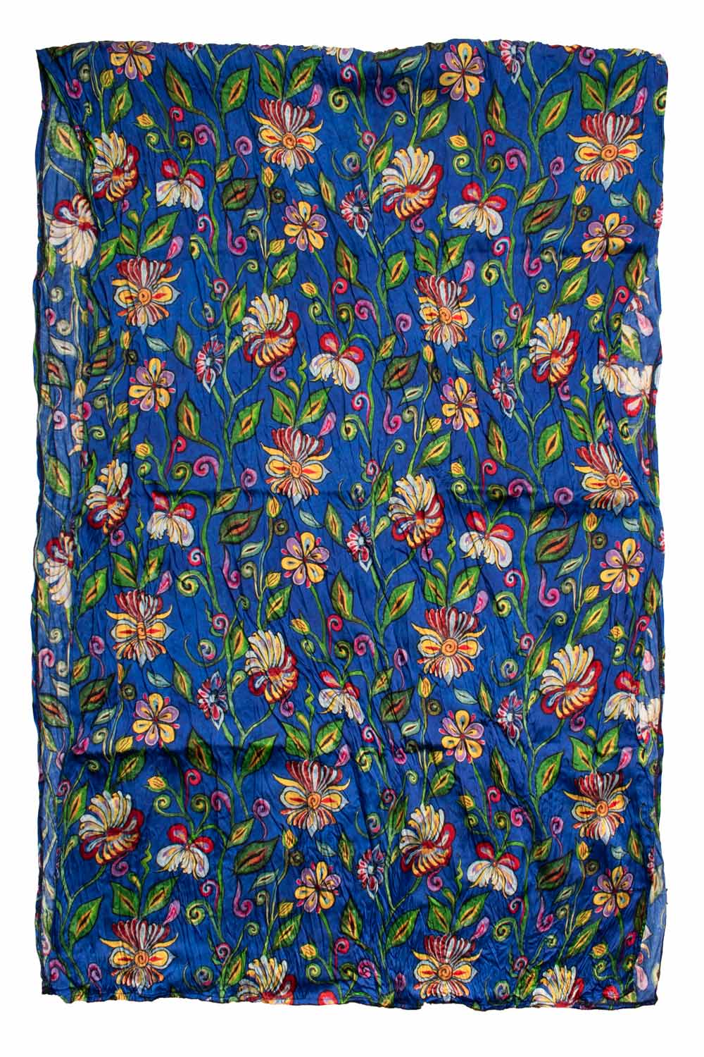 Sciarpa Siciliana Leggera di Seta Délavé Bluette Fantasia Multicolor SD1 Made in Italy Graffeo Cravatte Intera