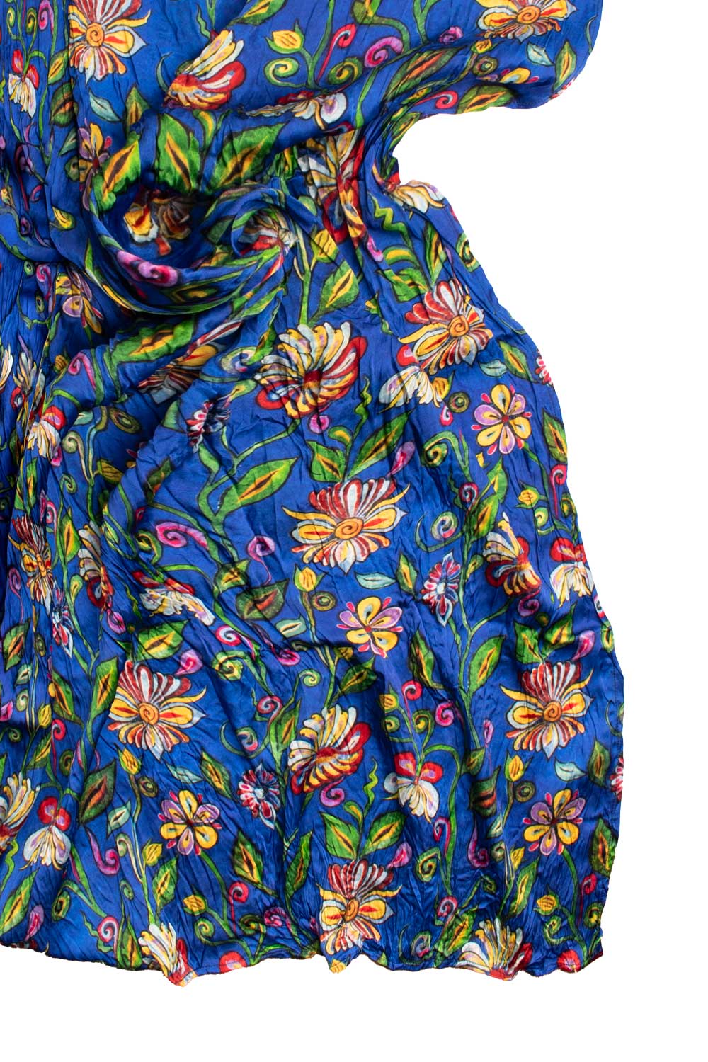Sciarpa Siciliana Leggera di Seta Délavé Bluette Fantasia Multicolor SD1 Made in Italy Graffeo Cravatte Tessuto