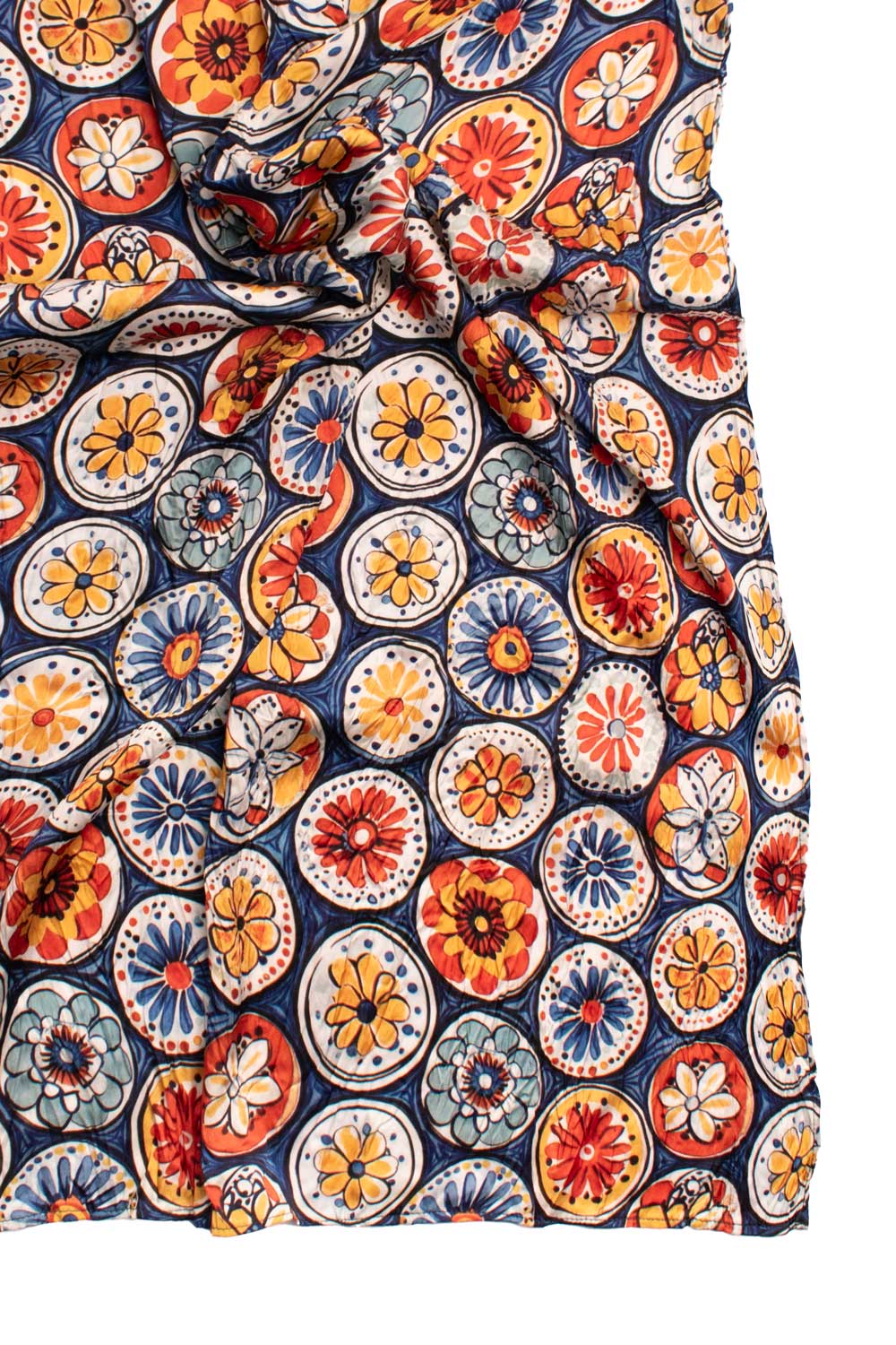 Sciarpa Siciliana Leggera di Seta Délavé con Maioliche Multicolor SD3 Made in Italy Graffeo Cravatte Tessuto