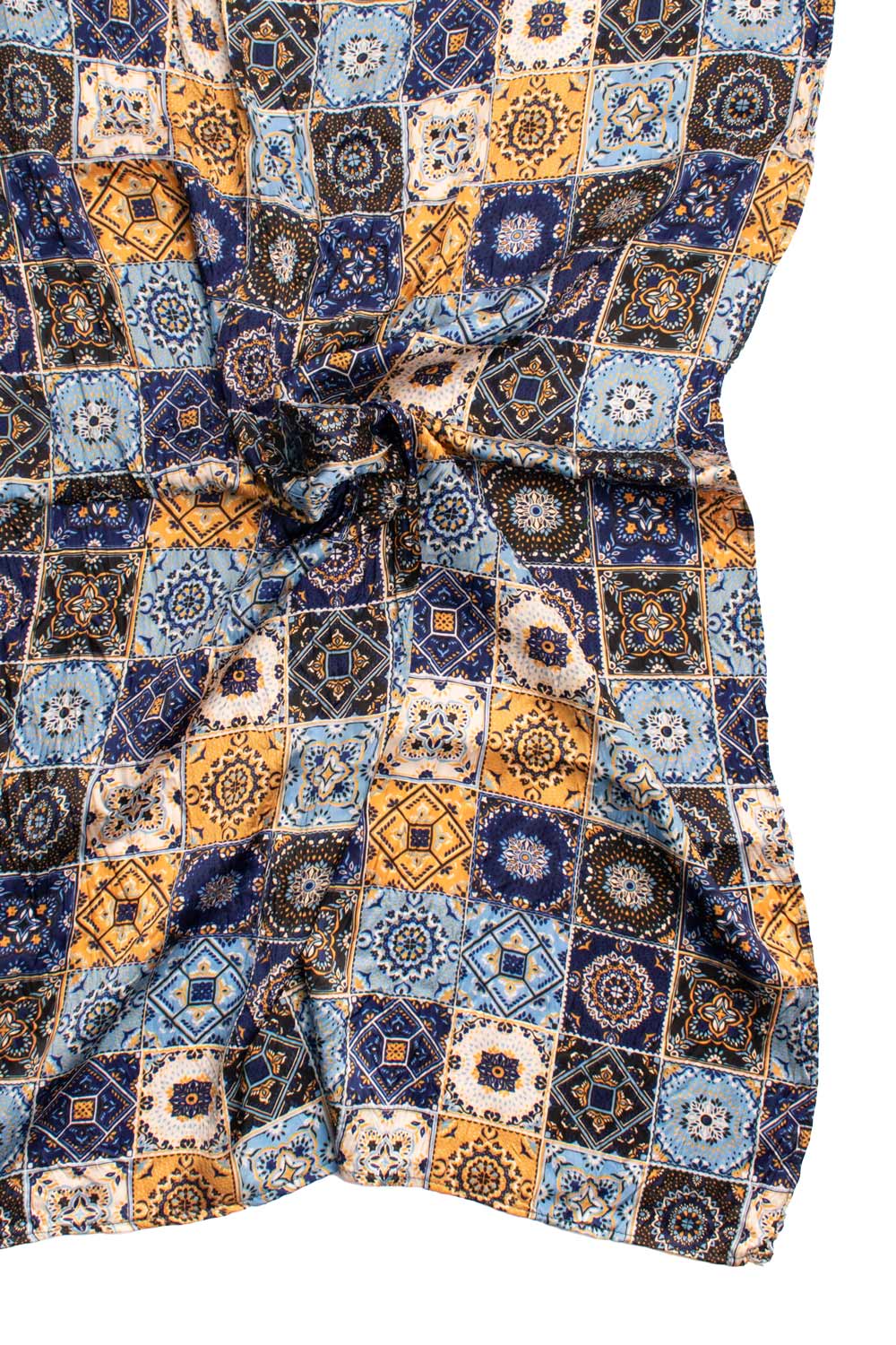 Sciarpa Siciliana Leggera di Seta Délavé con Maioliche Multicolor SD5 Made in Italy Graffeo Cravatte Tessuto