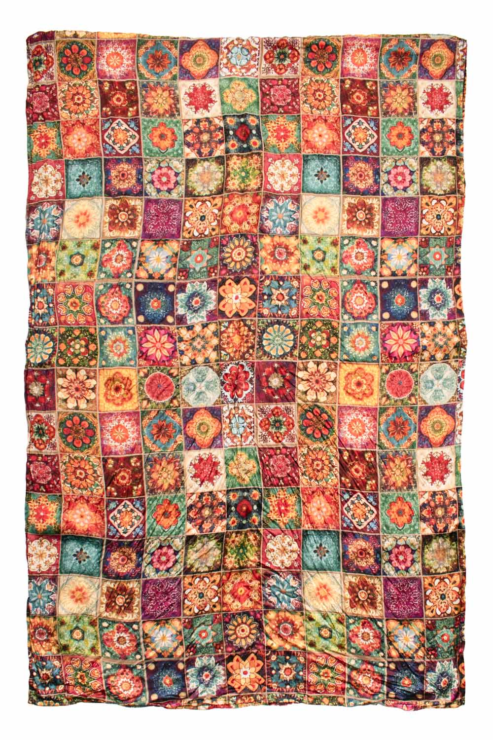 Sciarpa Siciliana Leggera di Seta Délavé con Maioliche Multicolor SD7 Made in Italy Graffeo Cravatte Intera