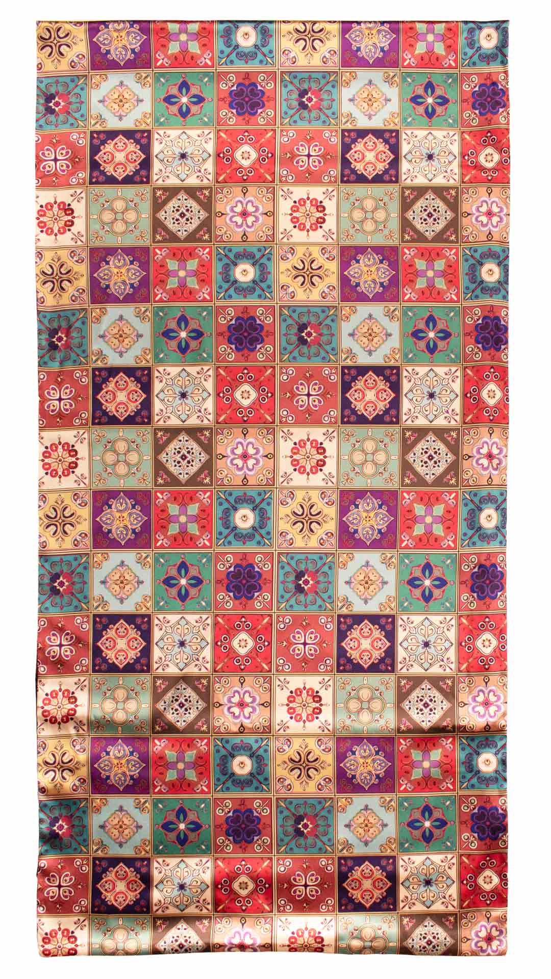 Sciarpa Siciliana Stampa di Raso con Maioliche Multicolor S11 Made in Italy Graffeo Cravatte Intera