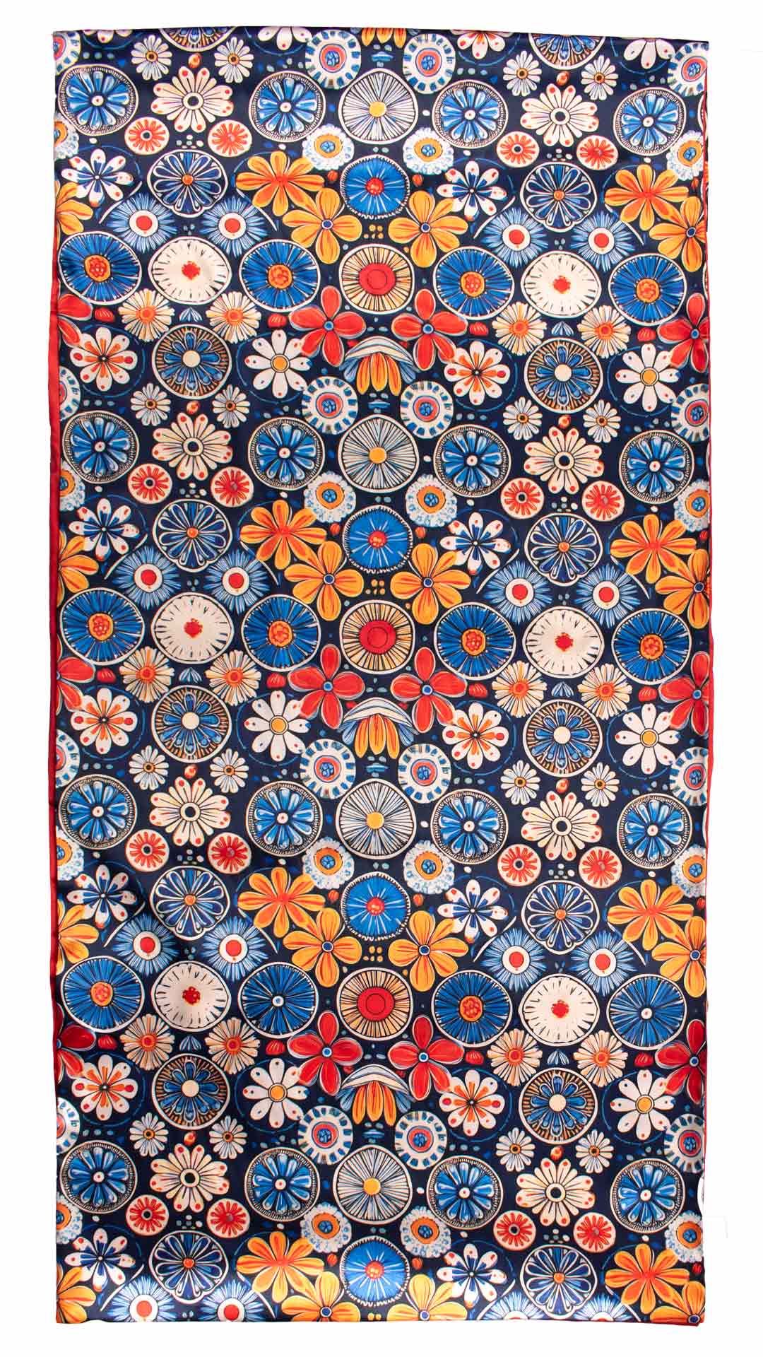 Sciarpa Siciliana Stampa di Raso con Maioliche Multicolor S16 Made in Italy Graffeo Cravatte Intera