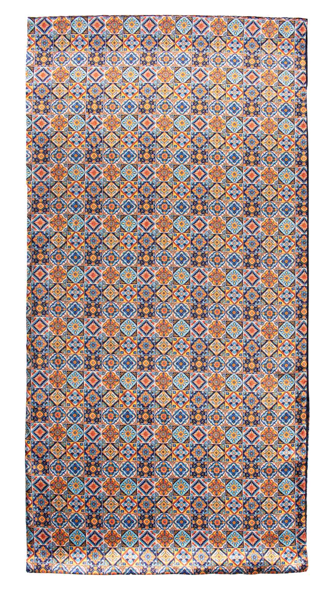 Sciarpa Siciliana Stampa di Raso con Maioliche Multicolor S2 Made in Italy Graffeo Cravatte Intera
