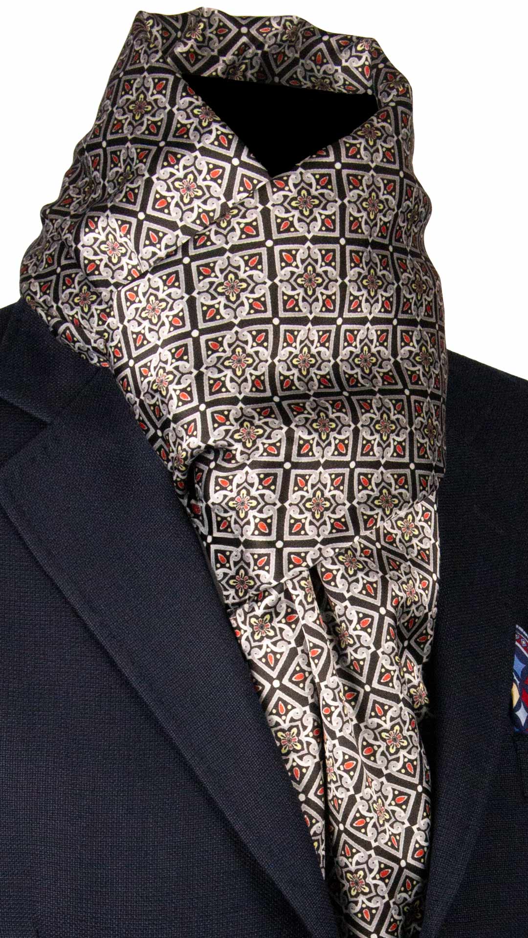 Sciarpa Siciliana Stampa di Raso con Maioliche Multicolor S7 Made in Italy Graffeo Cravatte