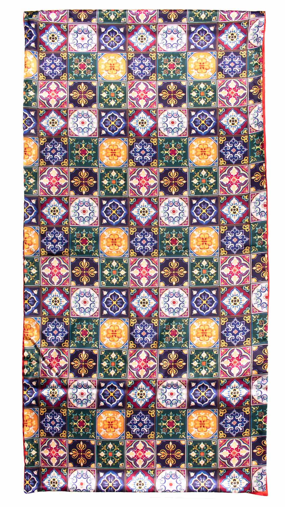 Sciarpa Siciliana Stampa di Raso con Maioliche Multicolor S9 Made in Italy Graffeo Cravatte Intera