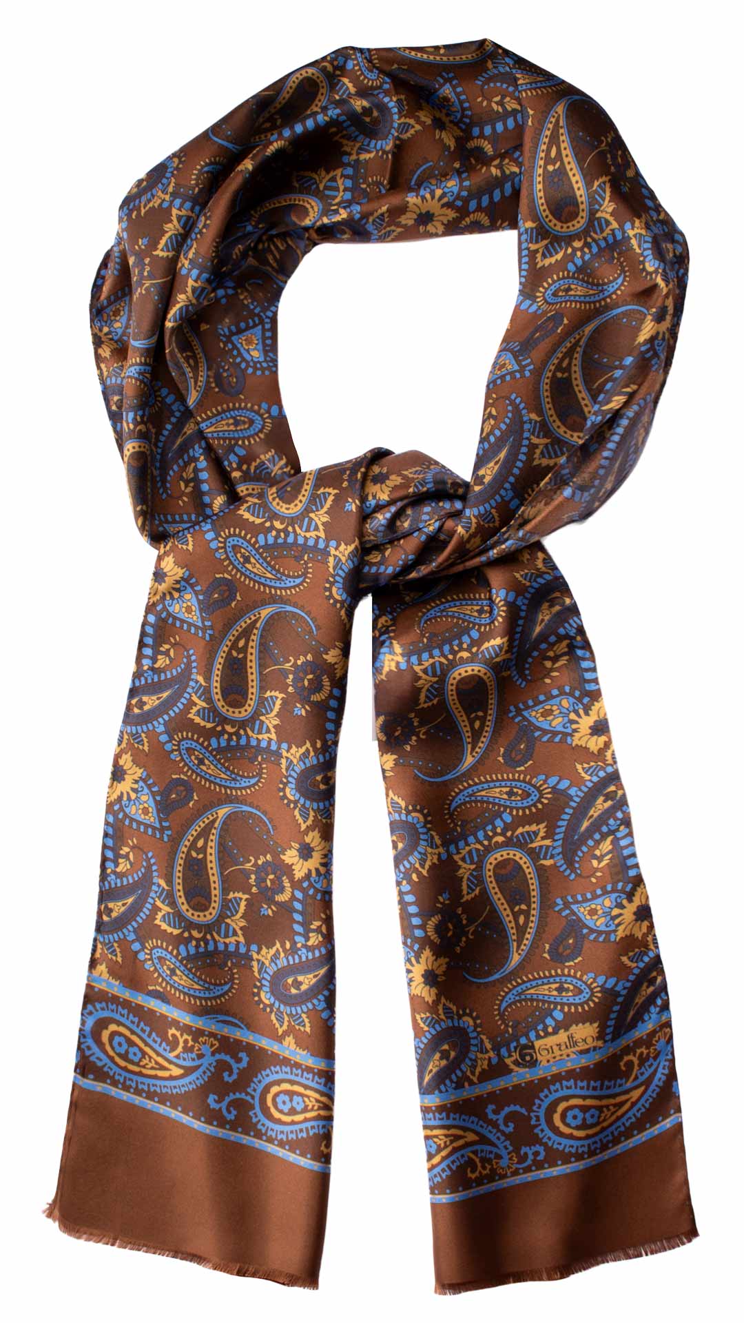 Sciarpa-ad-una-Foglia-di-Seta-Marrone-Paisley-Celeste-Blu-Beige-SF32
Anello