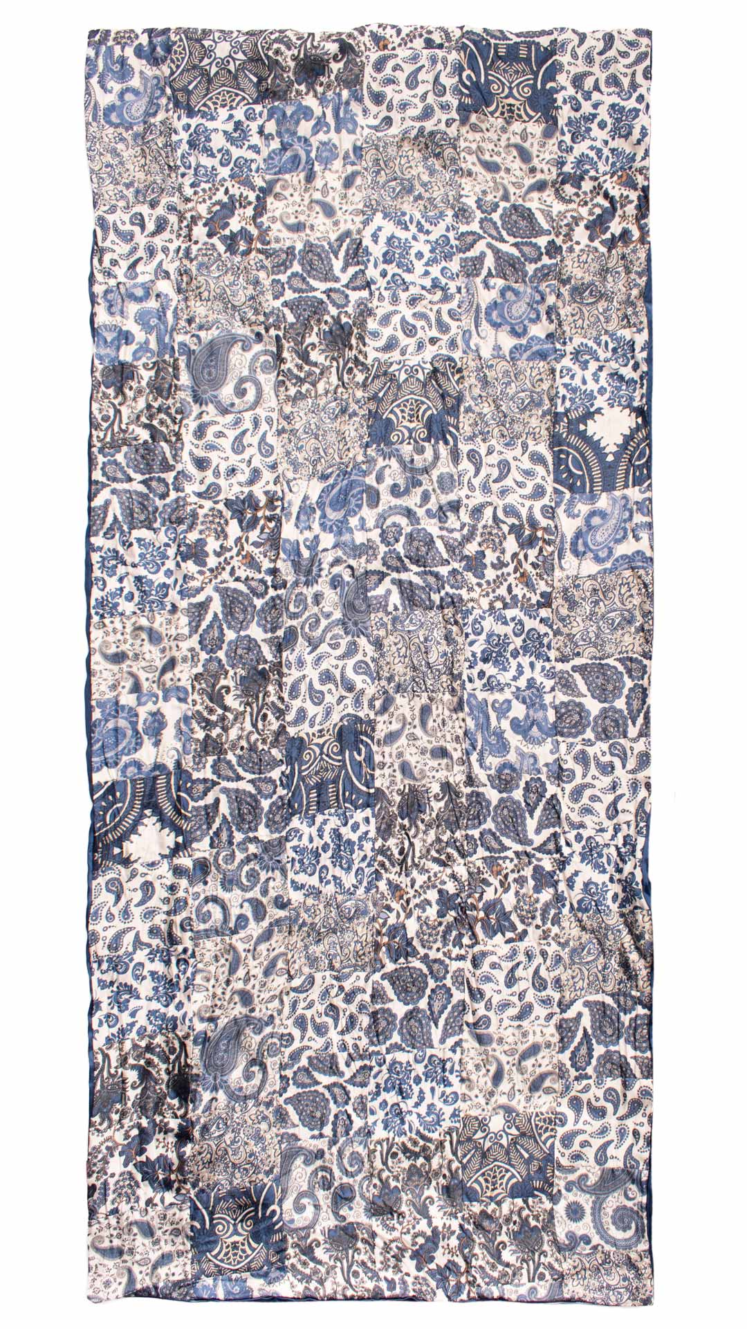 Sciarpa di Seta Bianca Micro Mosaico Vintage Patchwork Paisley Celeste Beige S722 Made in Italy Graffeo Cravatte Intera