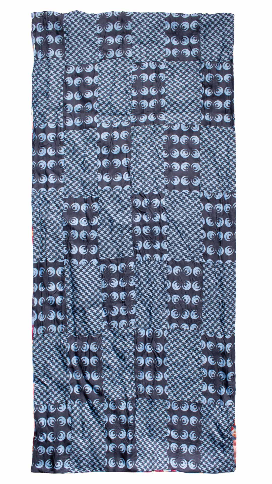 Sciarpa di Seta Blu Vintage Patchwork Fantasia Azzurra S707 Made in Italy Graffeo Cravatte Intera