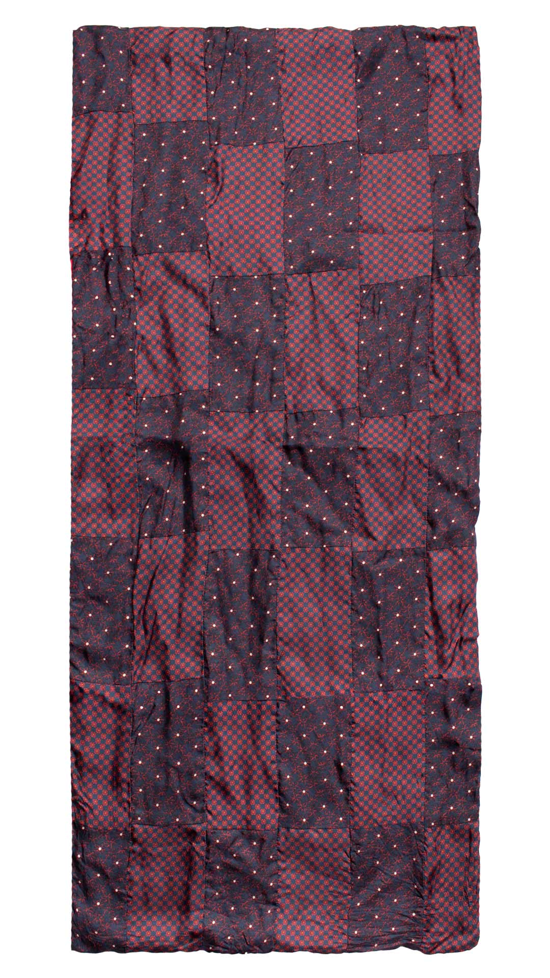 Sciarpa-di-Seta-Blu-Vintage-Patchwork-Fantasia-Rossa-Bianca- S659
Intera