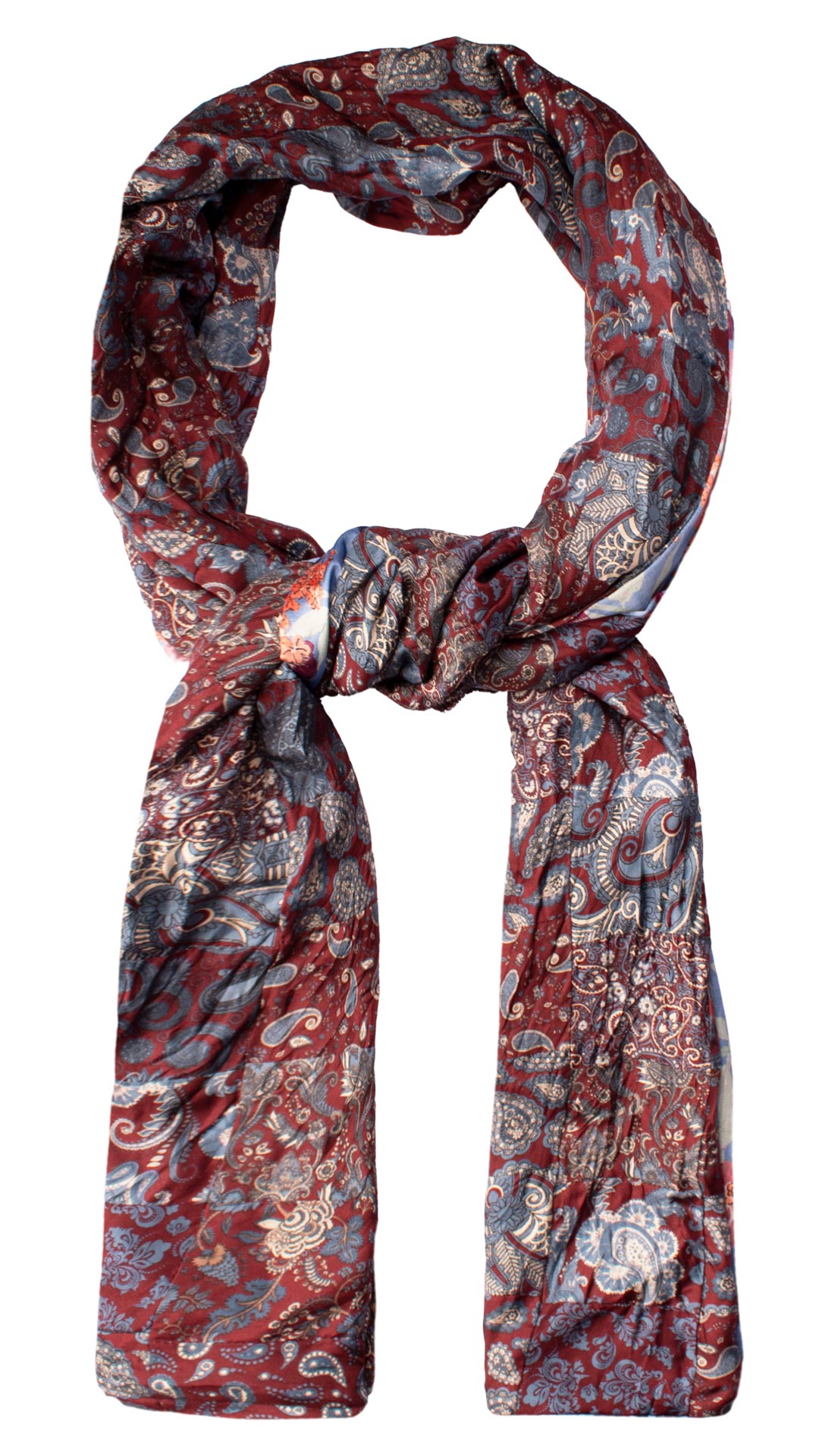Sciarpa di Seta Bordeaux Micro Mosaico Vintage Patchwork Paisley Celeste Bianco S708 Made in Italy Graffeo Cravatte Anello