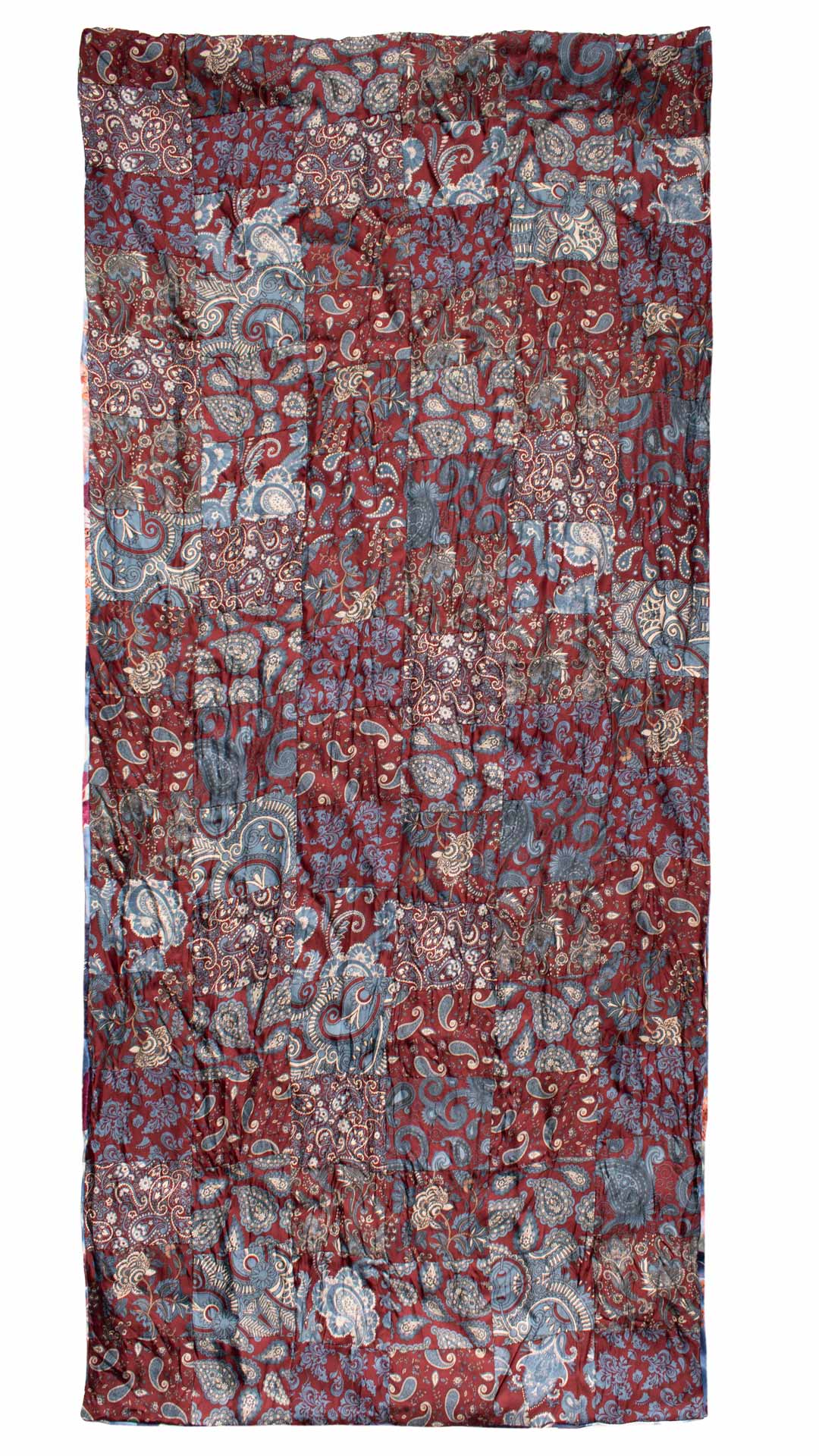 Sciarpa di Seta Bordeaux Micro Mosaico Vintage Patchwork Paisley Celeste Bianco S708 Made in Italy Graffeo Cravatte Intera