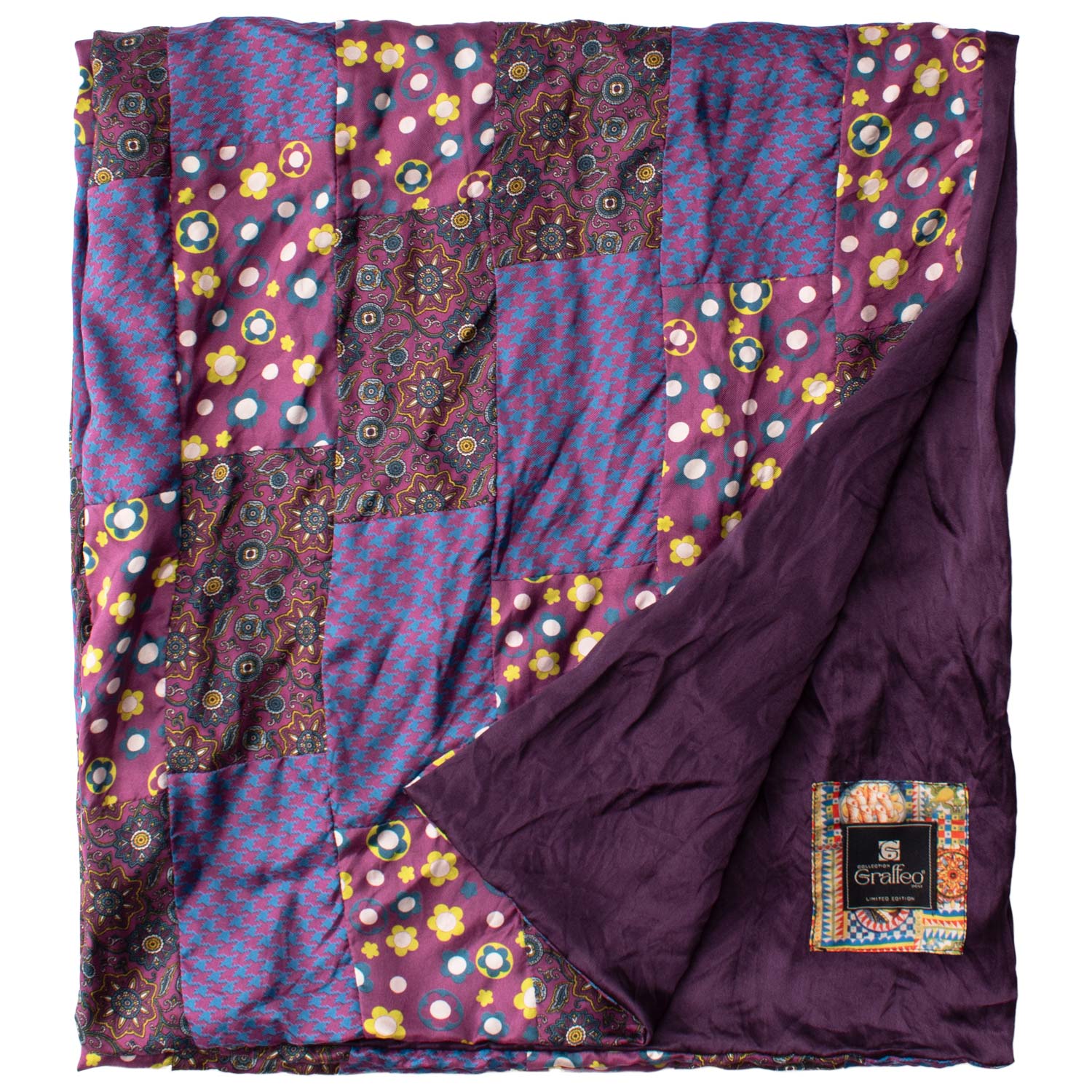 Sciarpa-di-Seta-Borgogna-Vintage-Patchwork-Fantasia-Gialla-Avio-Bianco-S638
Dettaglio