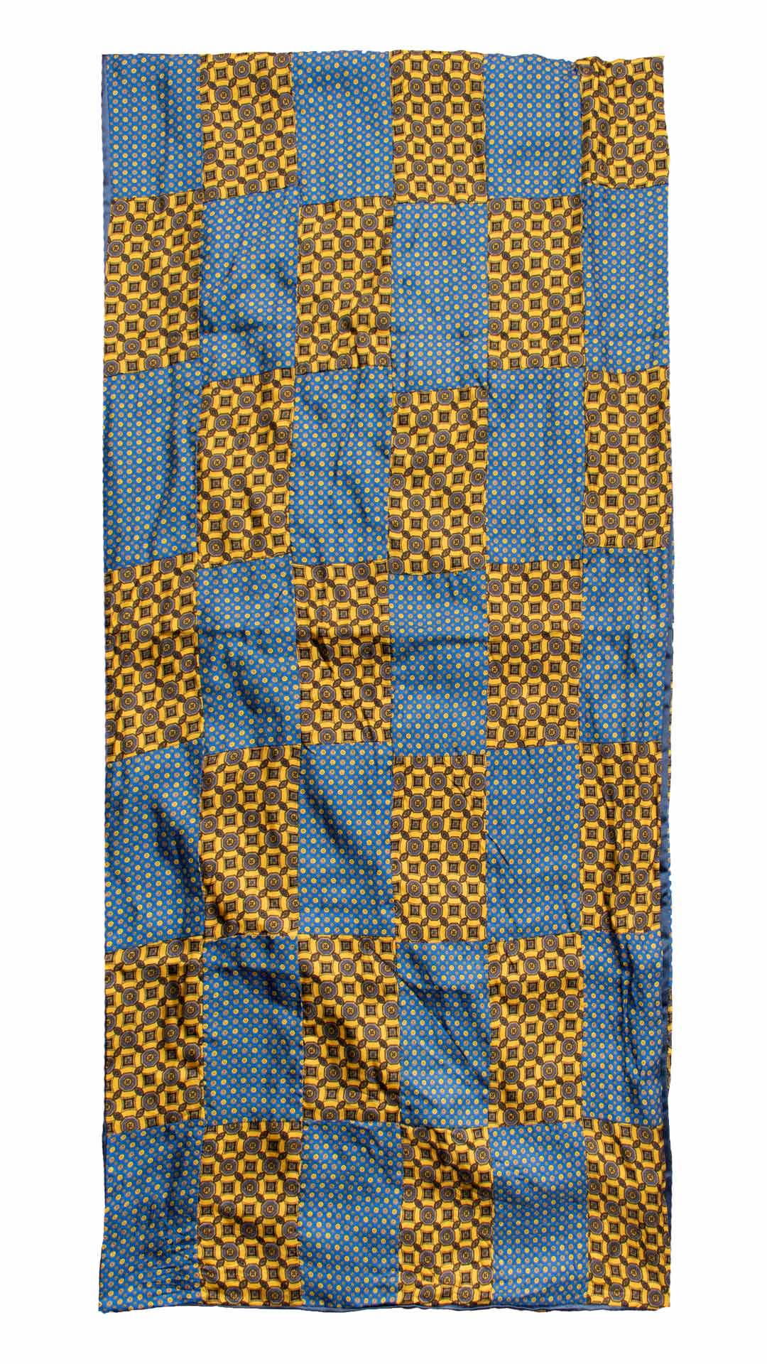 Sciarpa-di-Seta-Gialla-Bluette-Vintage-Patchwork-Fantasia- S667
Intera