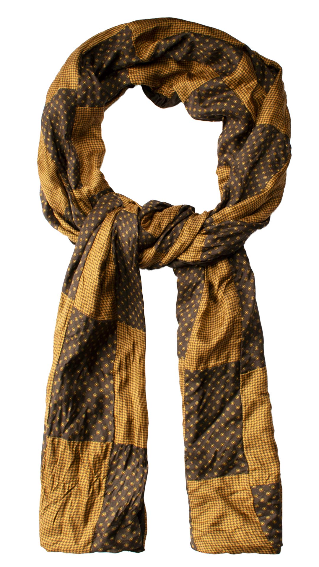 Sciarpa-di-Seta-Marrone-Giallo-Senape-Vintage-Patchwork-Fantasia- S657
Anello