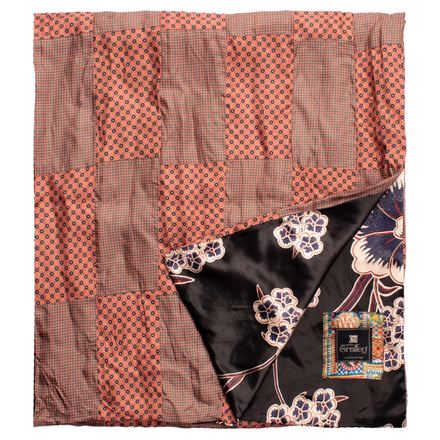 Sciarpa-di-Seta-Rosa-Antico-Verde-Vintage-Patchwork-Fantasia- S671
Dettaglio