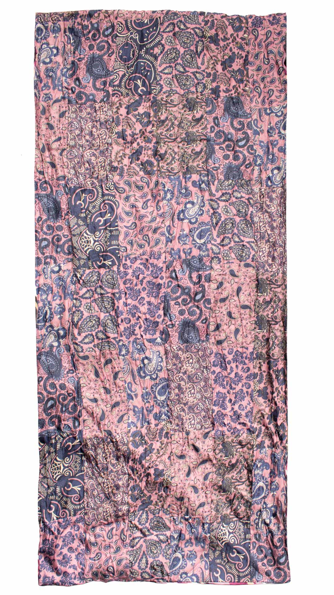 Sciarpa di Seta Rosa Vintage Patchwork Paisley Viola Bianco S706 Made in Italy Graffeo Cravatte Intera