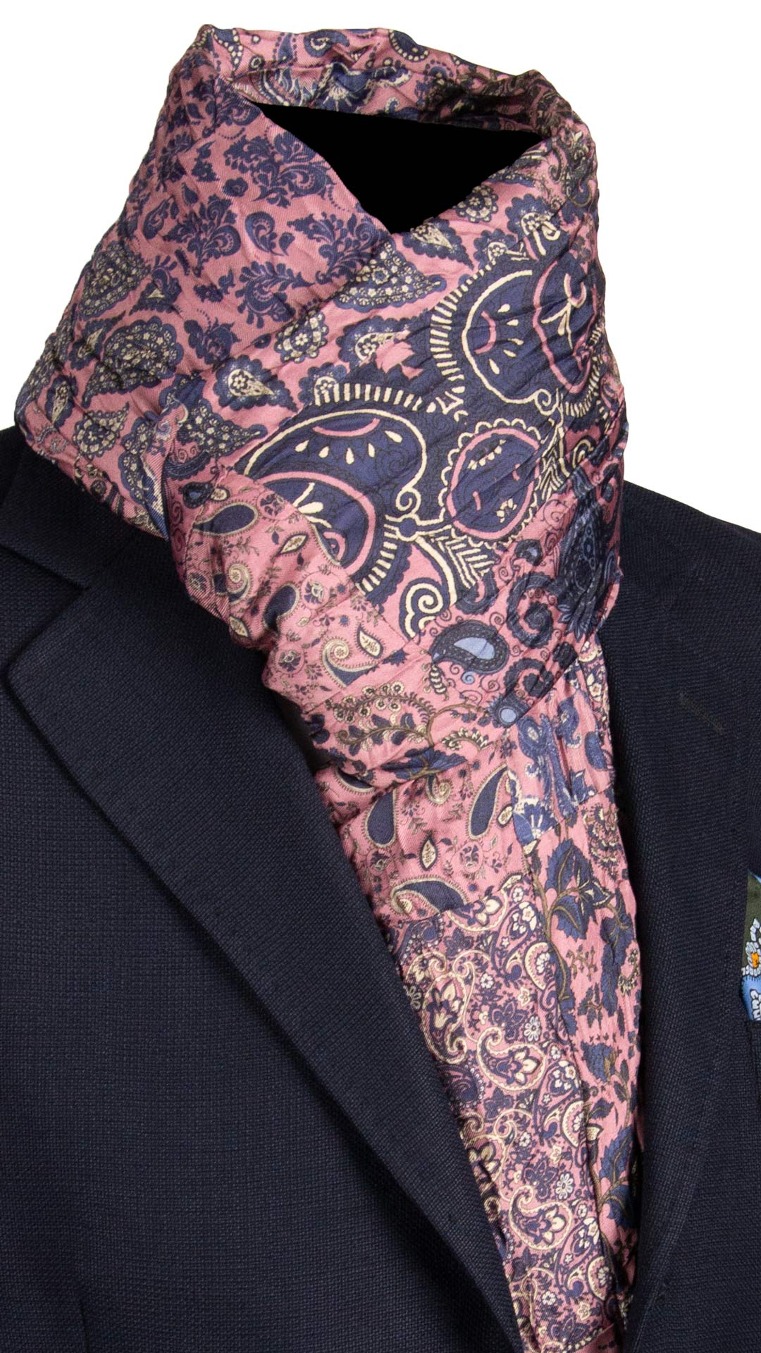 Sciarpa di Seta Rosa Vintage Patchwork Paisley Viola Bianco S706 Made in Italy Graffeo Cravatte