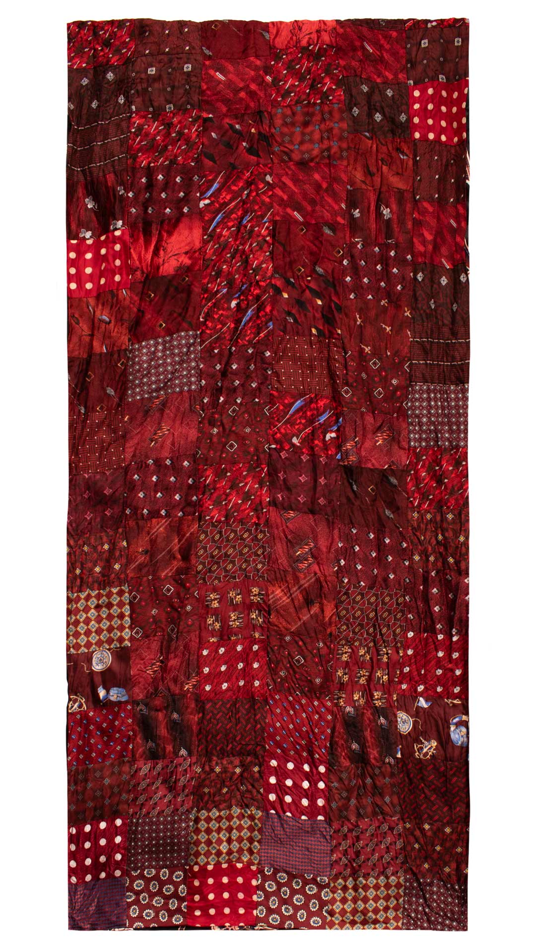 Sciarpa di Seta Rosso Bordeaux Micro Mosaico Vintage Patchwork Fantasia Multicolor S743 Made in Italy Graffeo Cravatte Intera