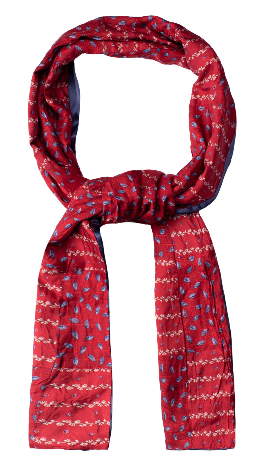 Sciarpa di Seta Rosso Bordeaux Vintage Patchwork Fantasia Bluette Grigia Gialla S768 Made in Italy Graffeo Cravatte Anello