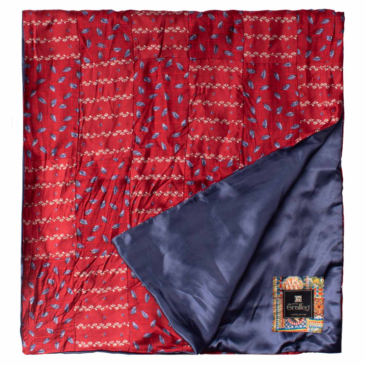 Sciarpa di Seta Rosso Bordeaux Vintage Patchwork Fantasia Bluette Grigia Gialla S768 Made in Italy Graffeo Cravatte Retro