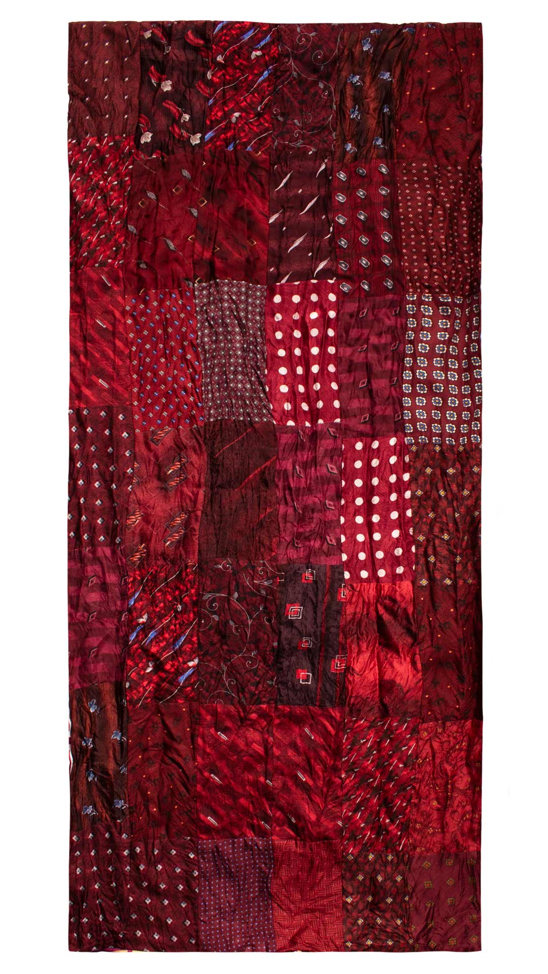 Sciarpa di Seta Rosso Bordeaux Vintage Patchwork Fantasia Multicolor S741 Made in Italy Graffeo Cravatte Intera