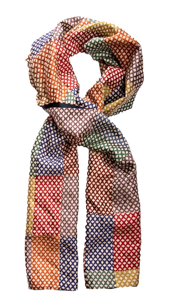 Sciarpa di Seta Vintage Patchwork Fantasia Multicolor Made in italy Graffeo Cravatte intera