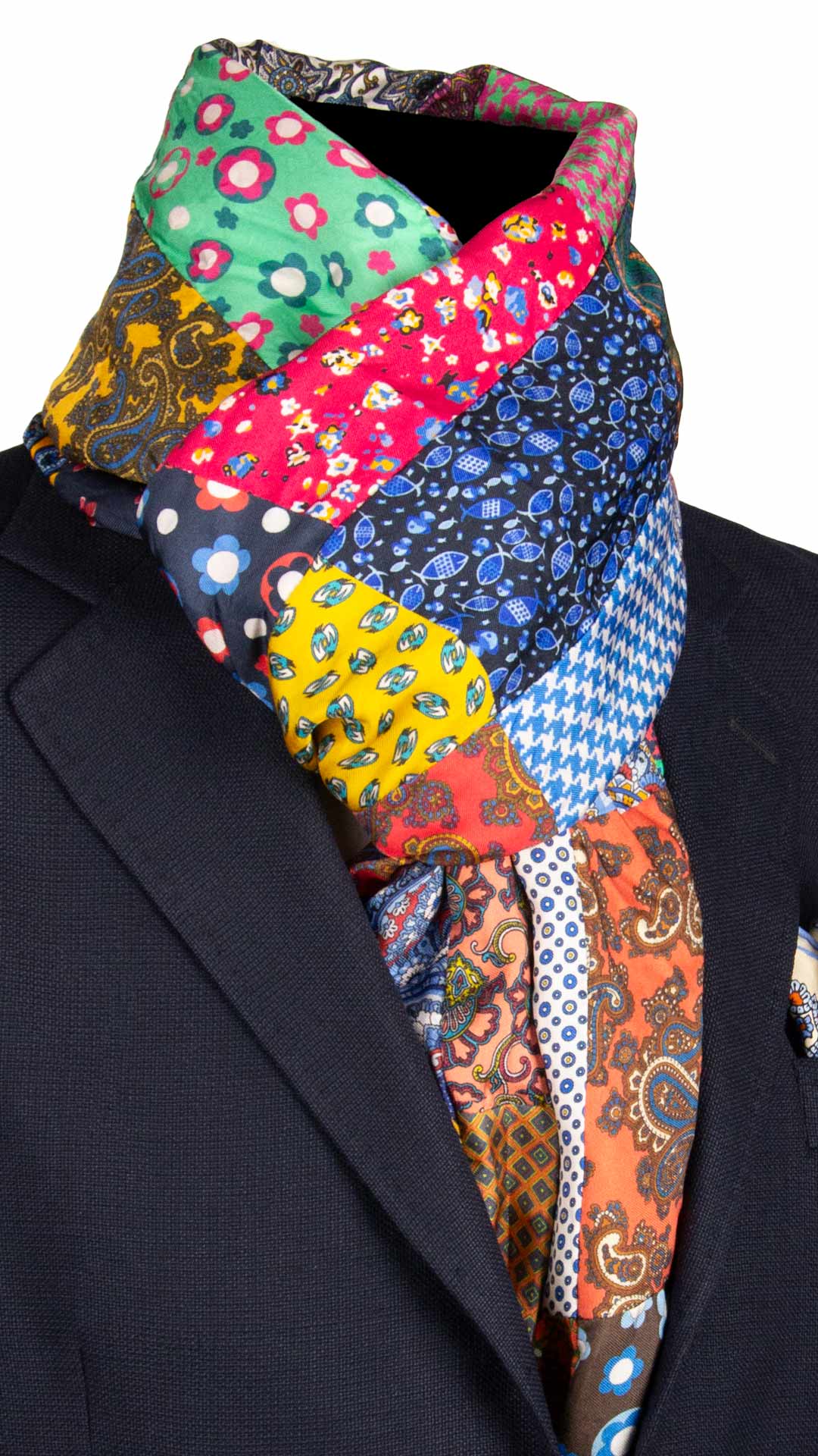 Sciarpa-di-Seta-Vintage-Patchwork-Fantasia-Multicolor- S645