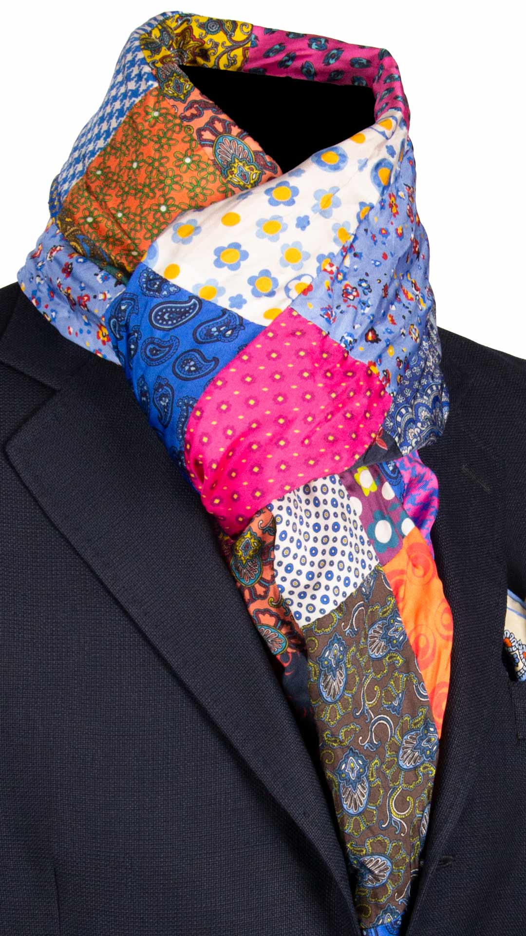 Sciarpa-di-Seta-Vintage-Patchwork-Fantasia-Multicolor- S649