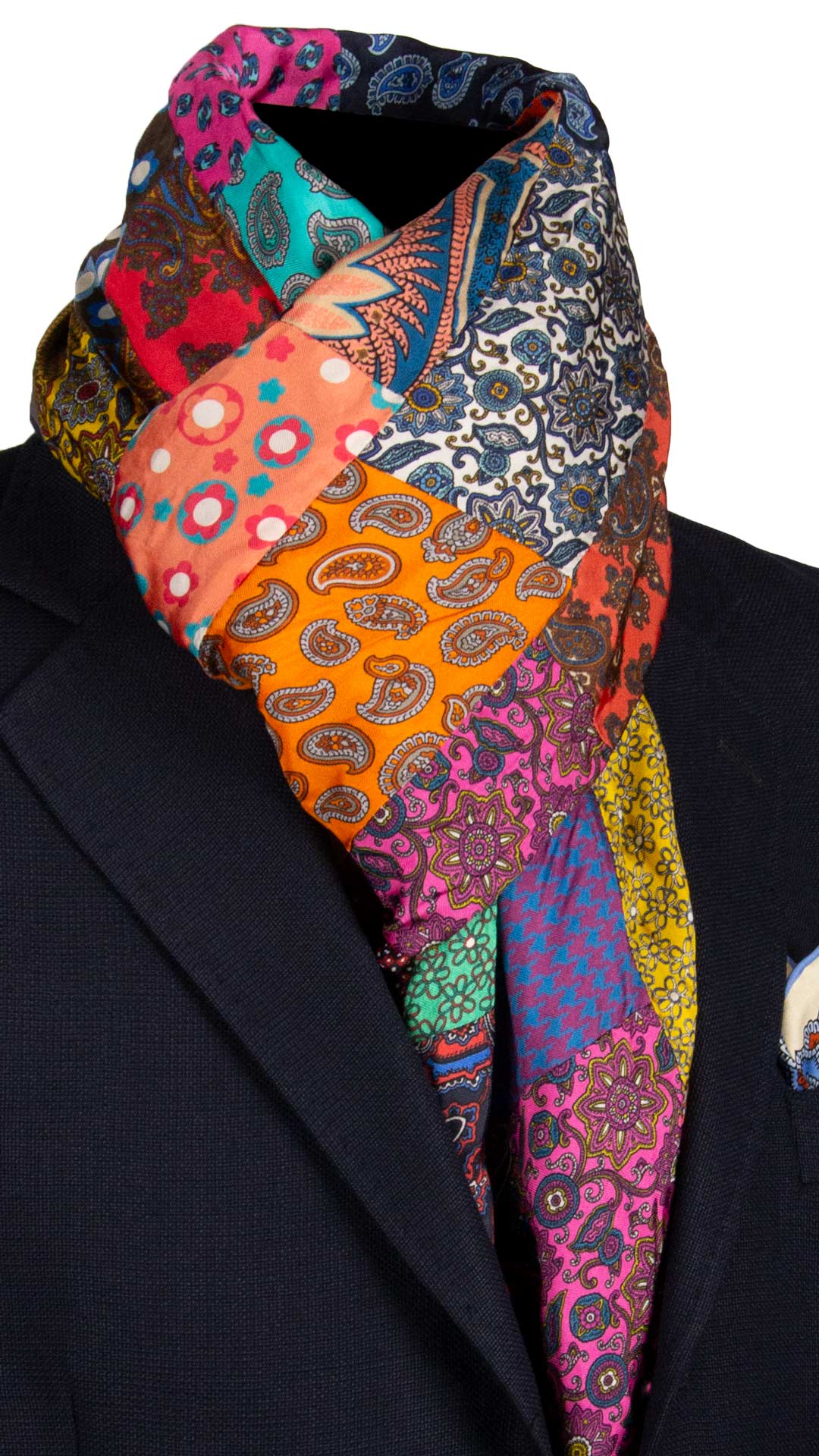 Sciarpa-di-Seta-Vintage-Patchwork-Fantasia-Multicolor- S663