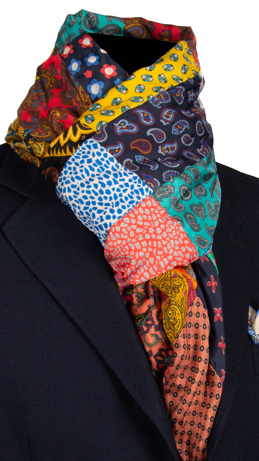 Sciarpa-di-Seta-Vintage-Patchwork-Fantasia-Multicolor- S665