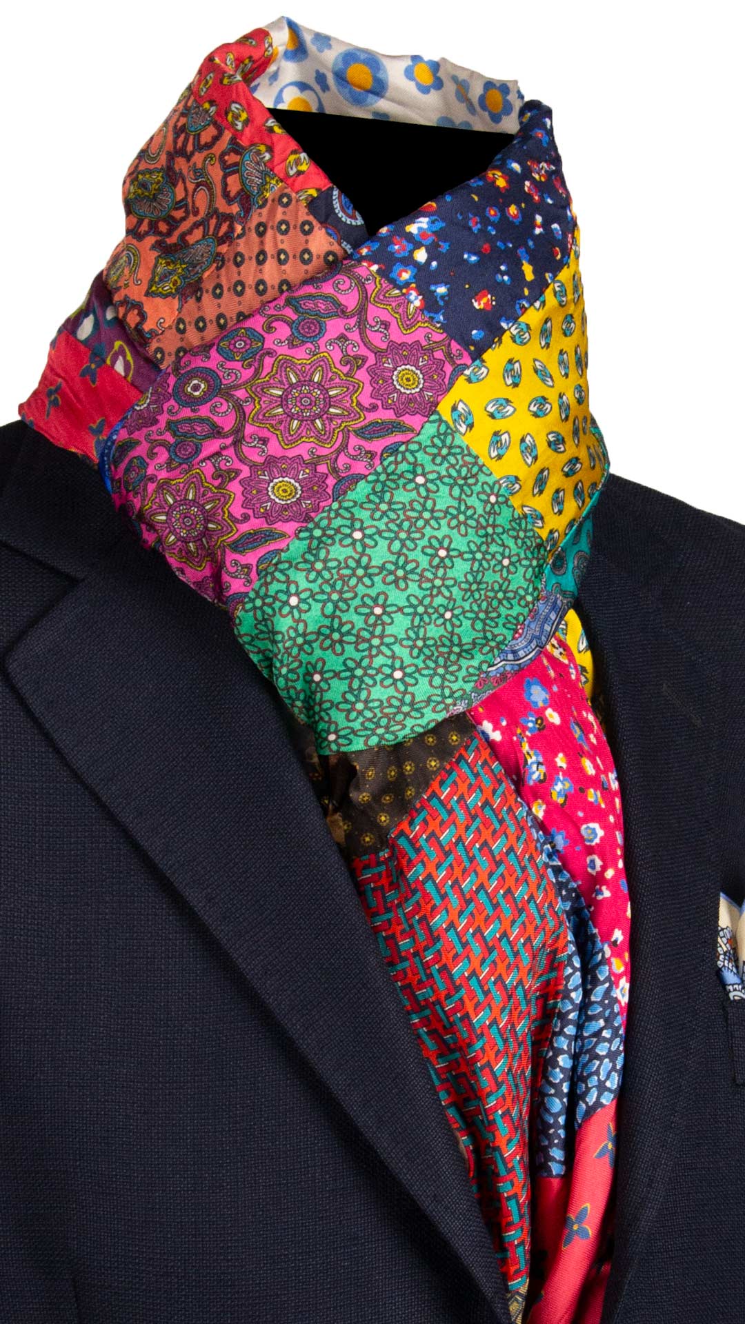Sciarpa-di-Seta-Vintage-Patchwork-Fantasia-Multicolor- S675