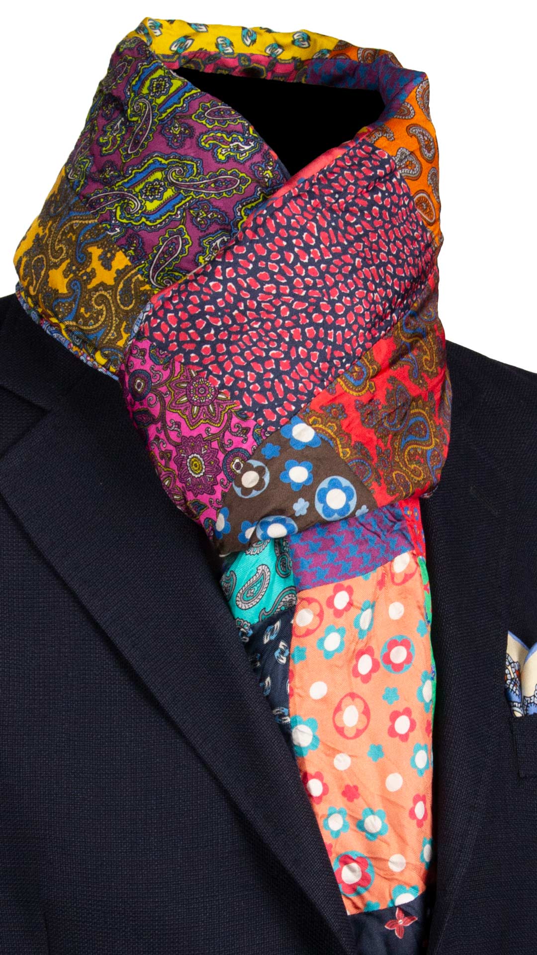 Sciarpa-di-Seta-Vintage-Patchwork-Fantasia-Multicolor- S681