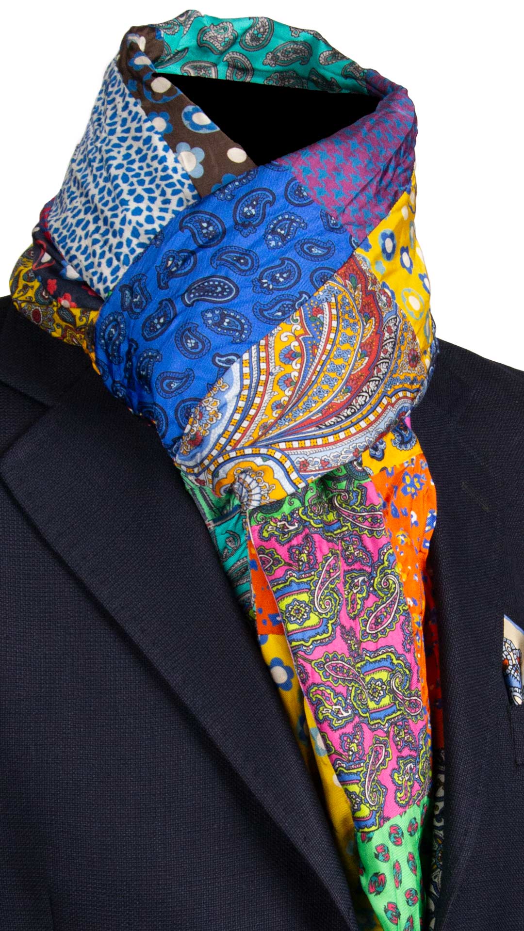 Sciarpa-di-Seta-Vintage-Patchwork-Fantasia-Multicolor- S694