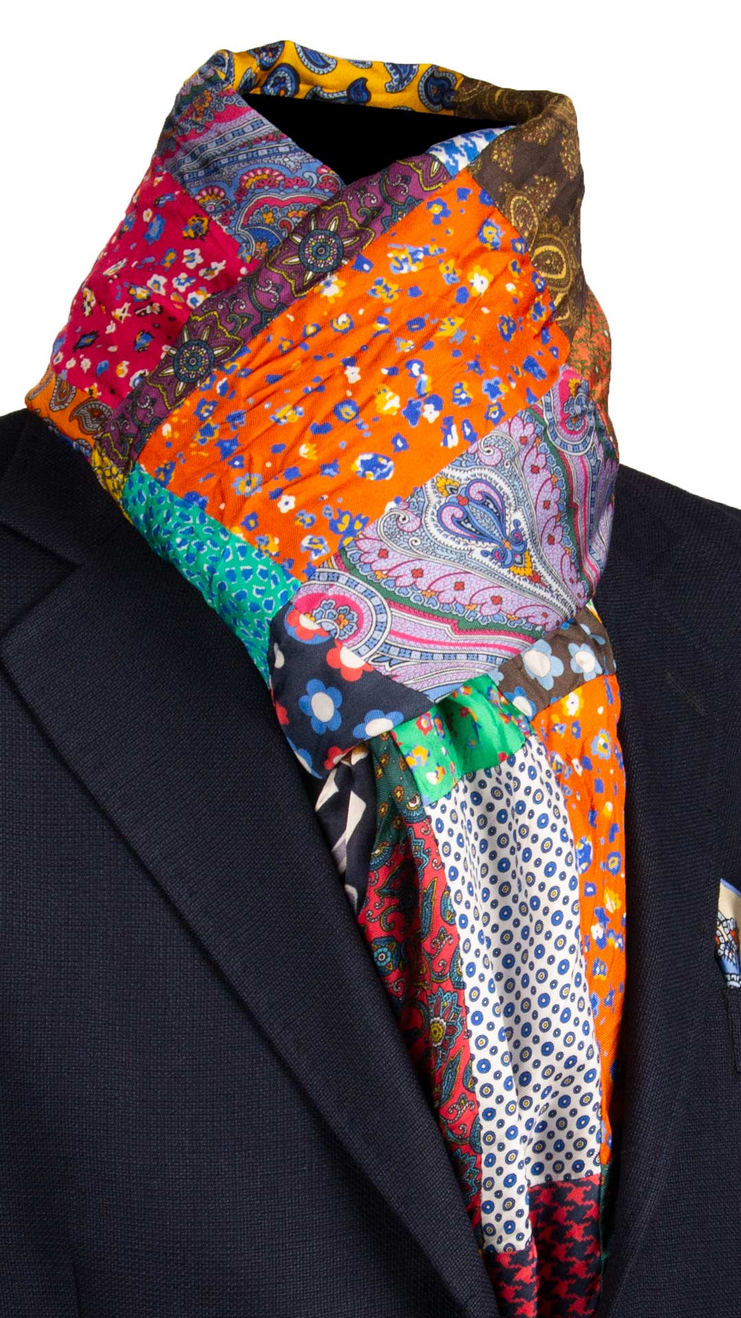 Sciarpa-di-Seta-Vintage-Patchwork-Fantasia-Multicolor- S698