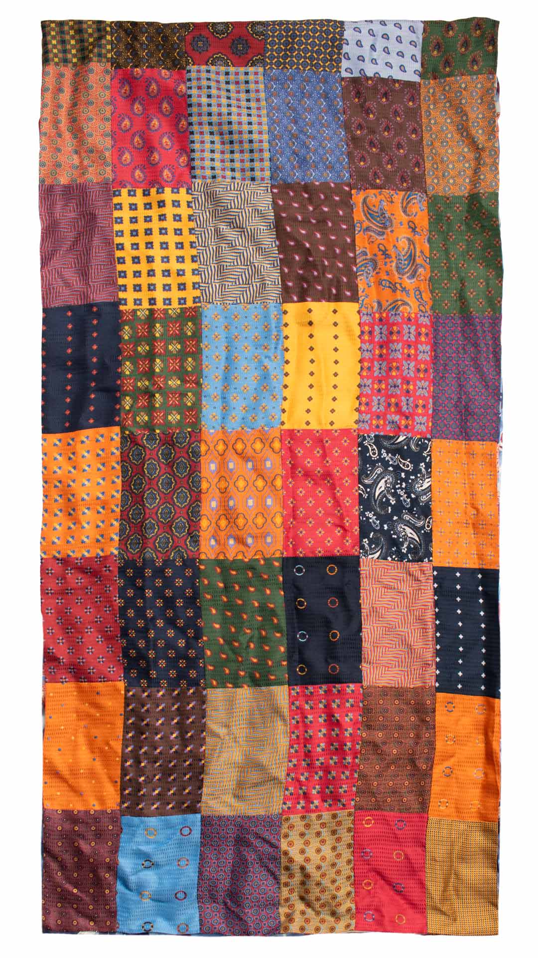 Sciarpa di Seta Vintage Patchwork Fantasia Multicolor S774 Made in Italy Graffeo Cravatte Intera